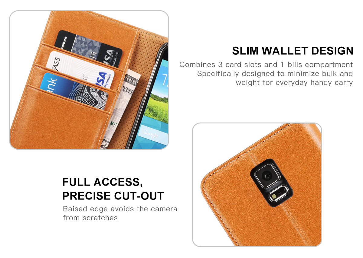 SHIELDON Galaxy S5 Leather Wallet Case