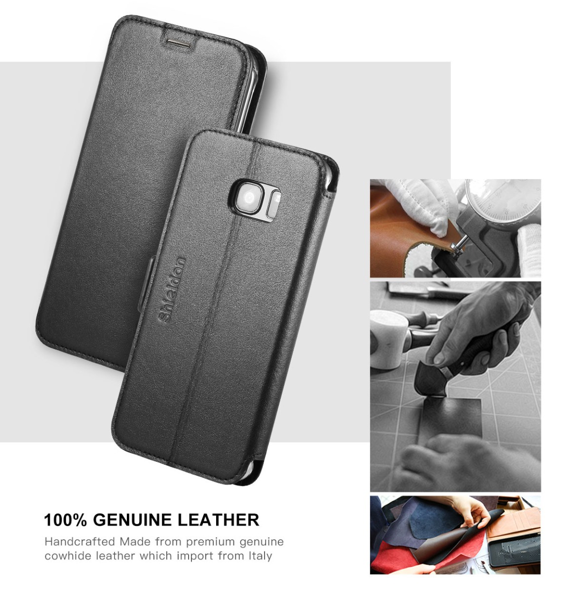 SHIELDON Galaxy S7 Edge Genuine Leather Kickstand Case SHIELDON Galaxy S7 Edge Genuine Leather Kickstand Case