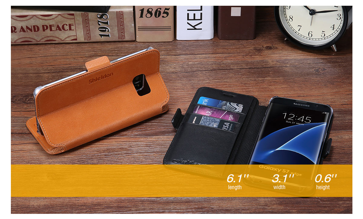 SHIELDON Galaxy S7 Edge Genuine Leather Kickstand Case SHIELDON Galaxy S7 Edge Genuine Leather Kickstand Case