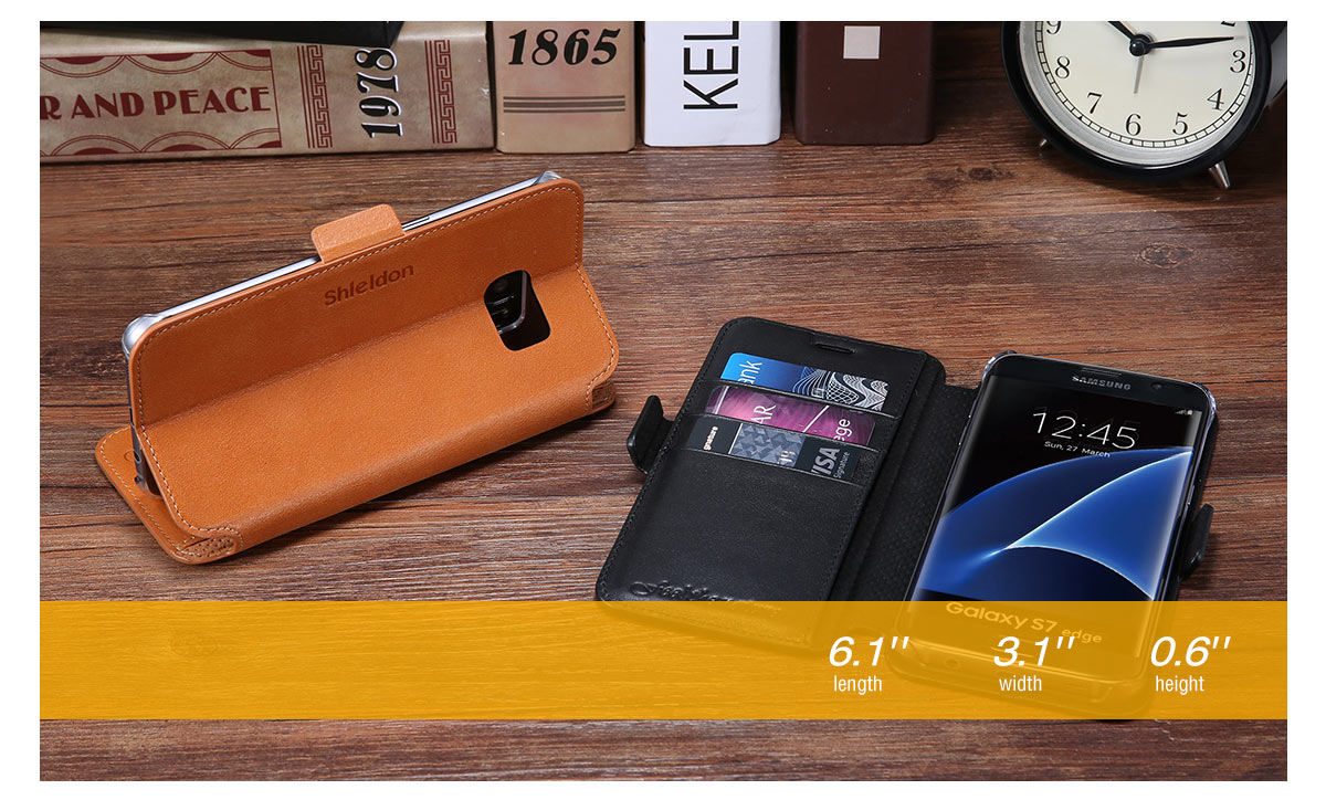 SHIELDON Galaxy S7 Edge Genuine Leather Kickstand Case