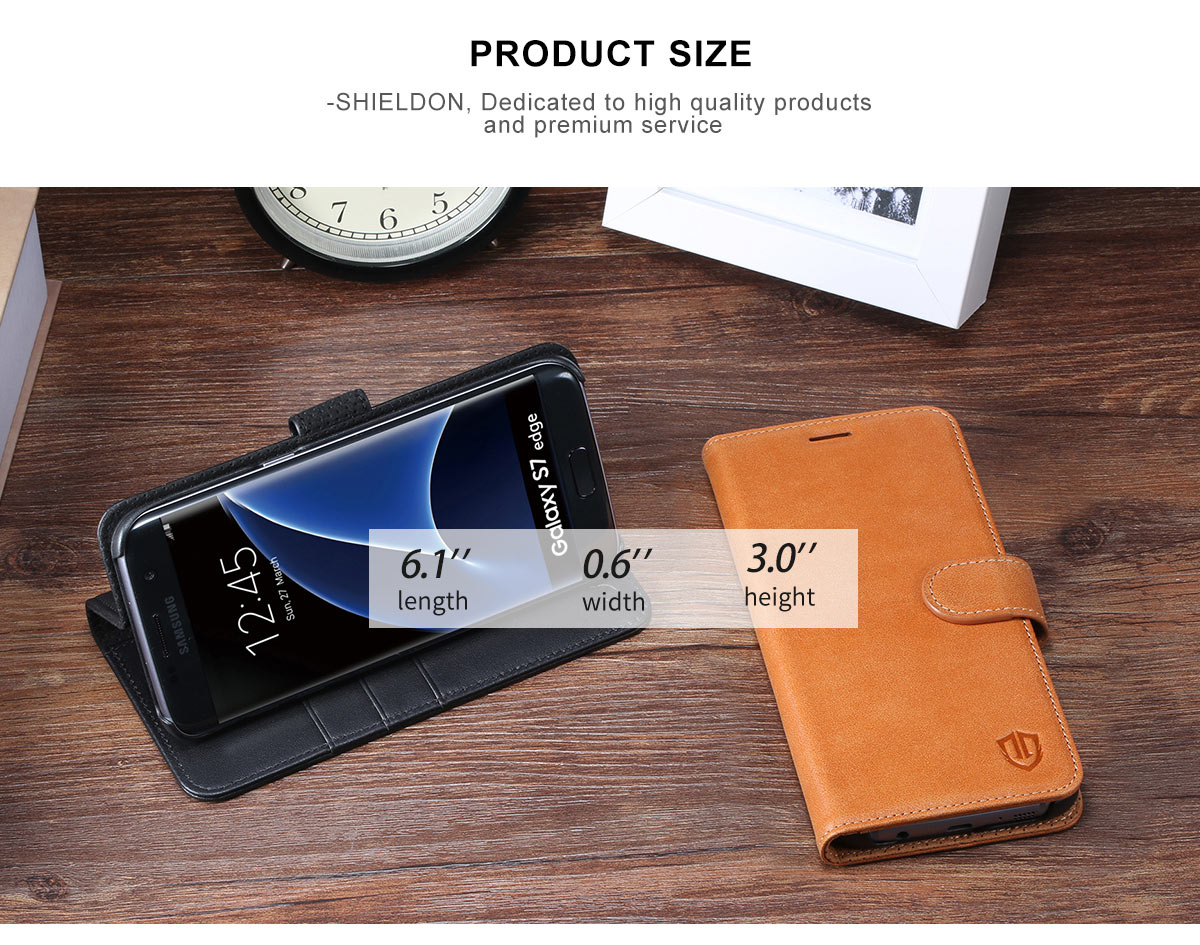 SHIELDON Galaxy S7 Edge Genuine Leather Wallet Case