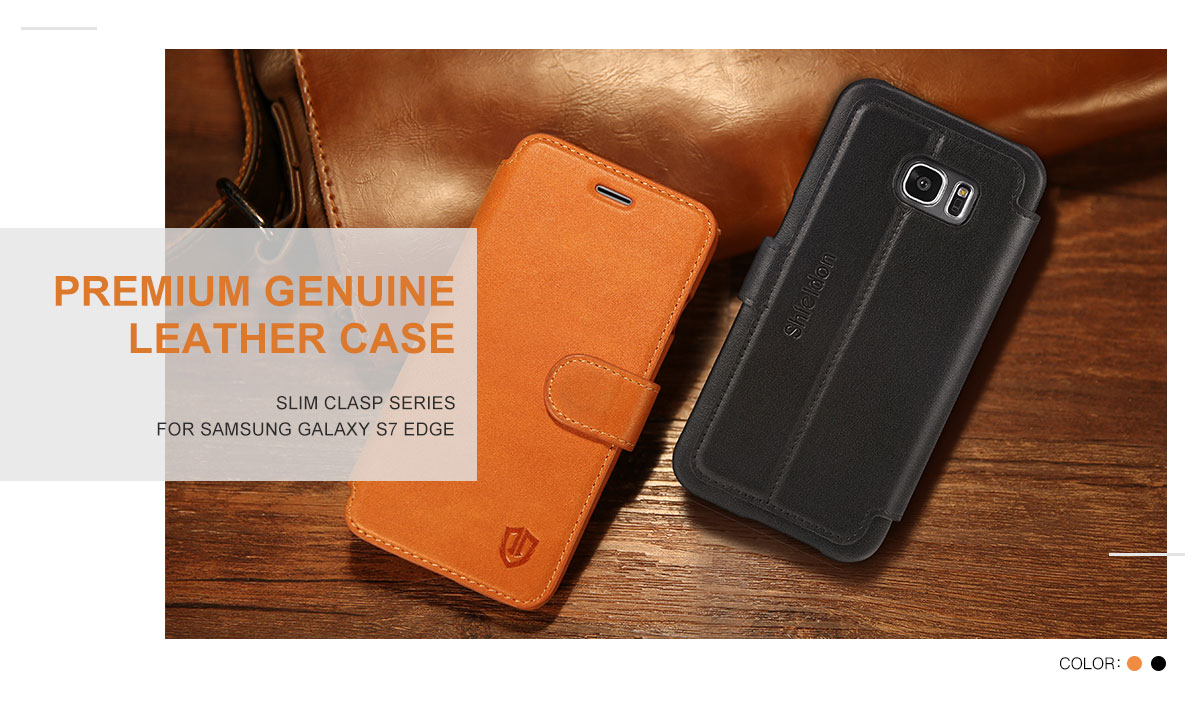 SHIELDON Galaxy S7 Edge Case - Genuine Leather Case