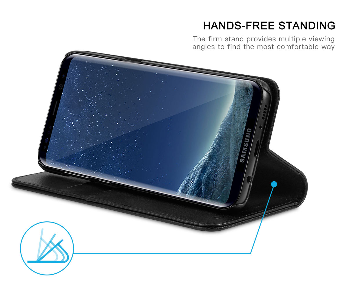 SHIELDON Galaxy S8 Plus Genuine Leather Wallet Case