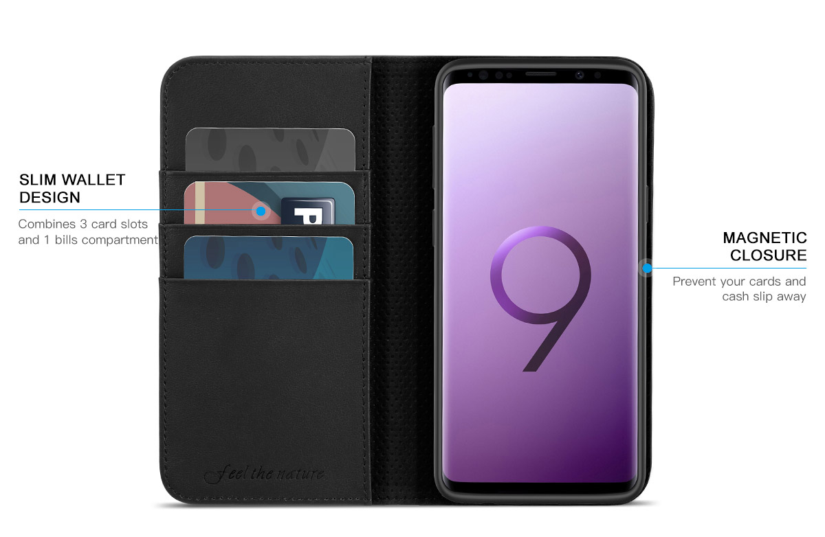 SHIELDON Samsung Galaxy S9 Plus Wallet Case