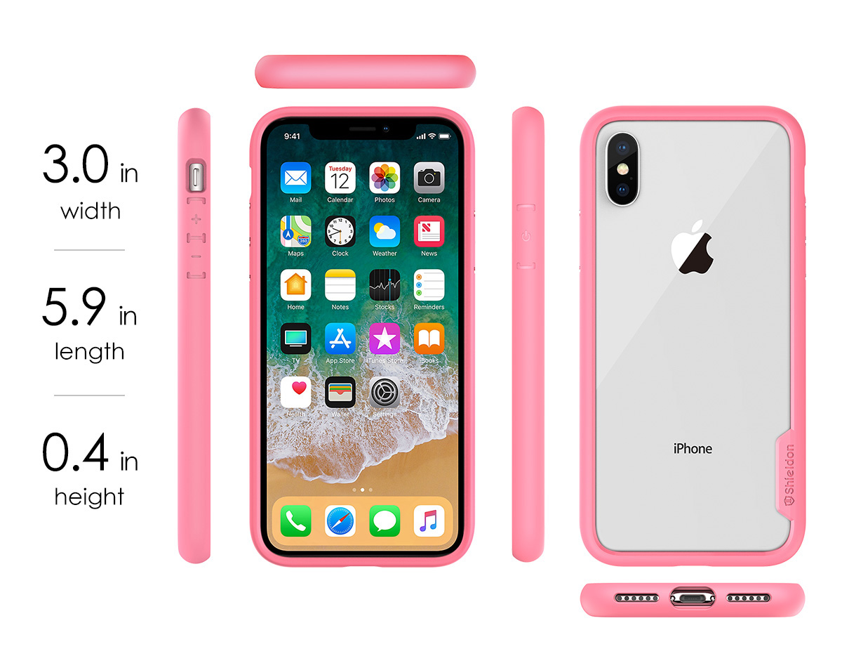 SHIELDON iPhone XS, iPhone X Case - Pink color TPU bumper Case