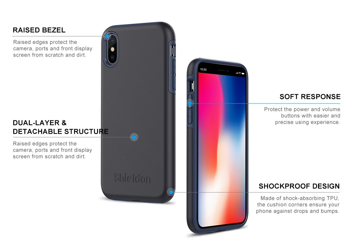 Shieldon iPhone XS, iPhone X Drop Protection Case - Plateau Series