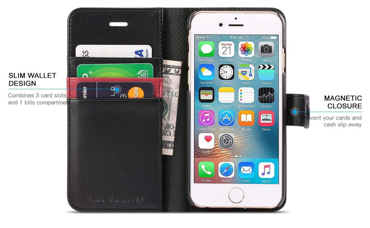 TUCCH iPhone 6s Wallet Case with Magnetic Clourse