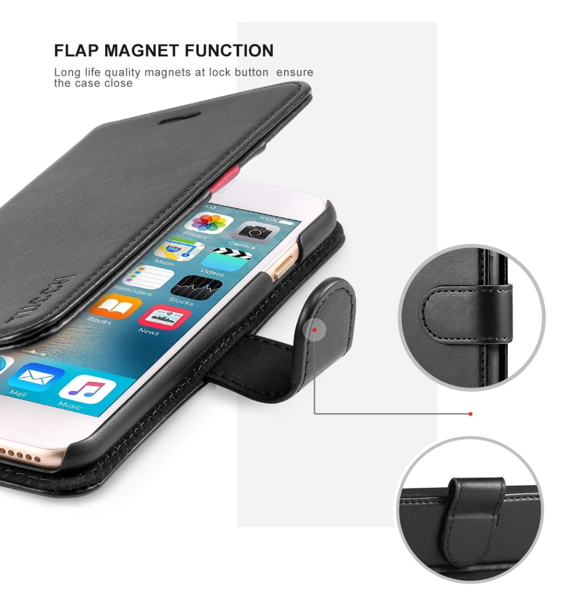 TUCCH iPhone 6s Wallet Case with Magnetic Clourse