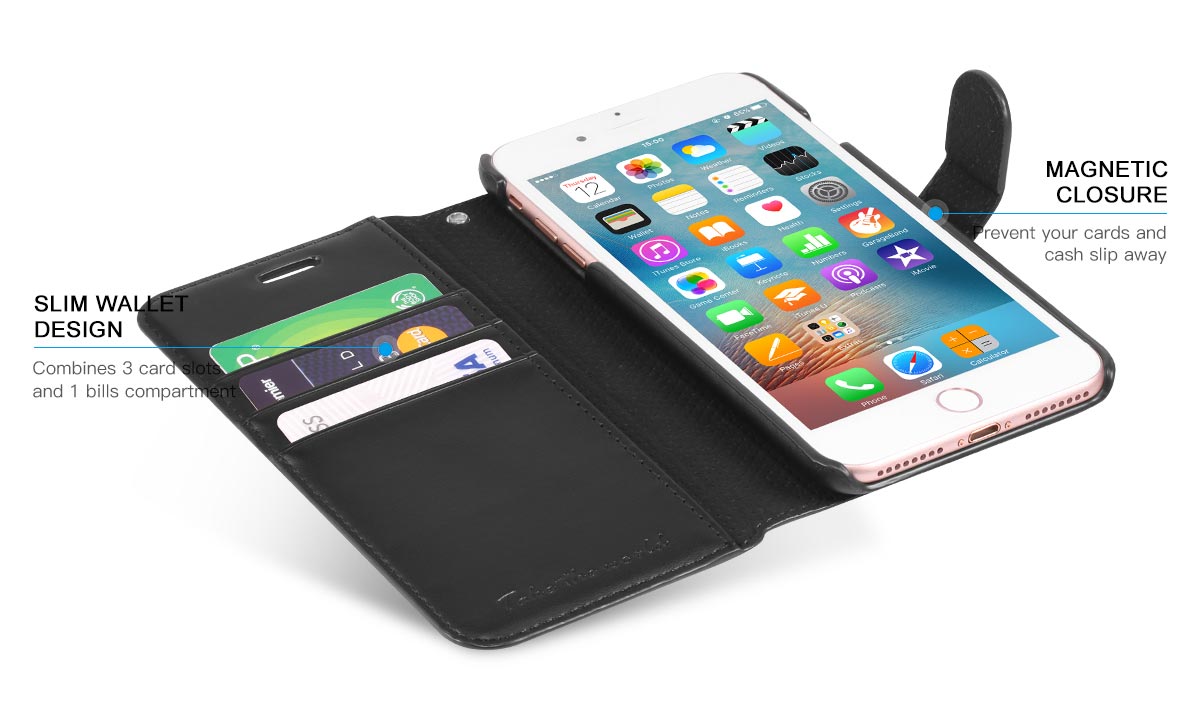 TUCCH iPhone 7 Plus Wallet Case with Wrist Strap 