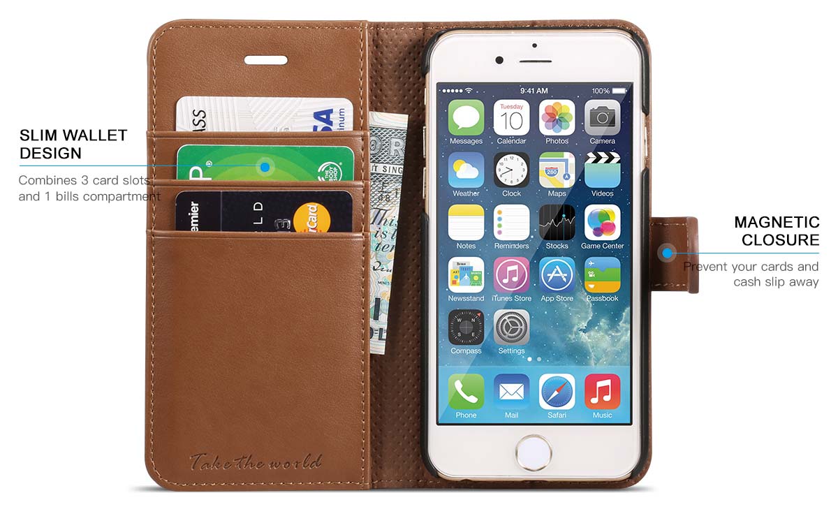 TUCCH iPhone 7 PU Leather Wallet Case