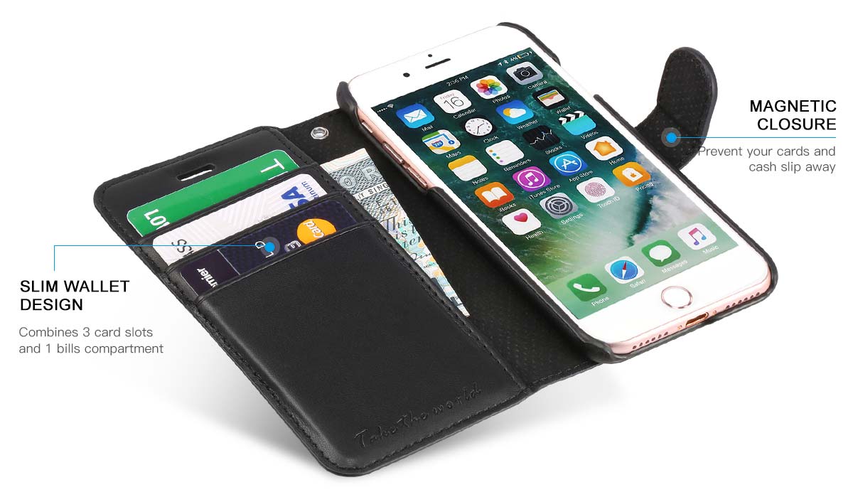 TUCCH iPhone 7 Wallet Case with Wrist Strap