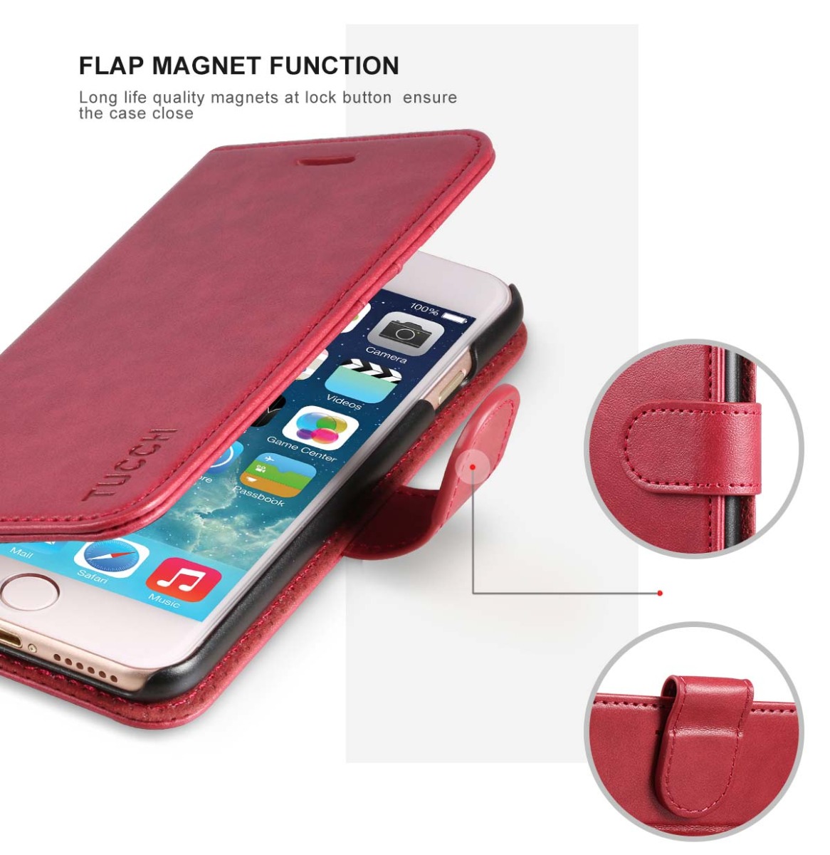 TUCCH iPhone 7 PU Leather Kickstand Case