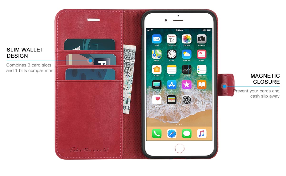 TUCCH iPhone 8 Plus PU Leather Case