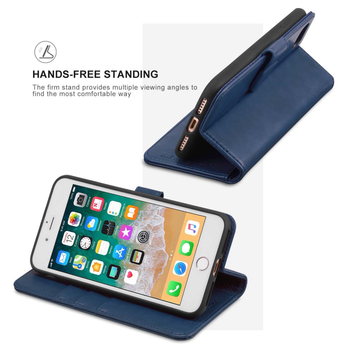 TUCCH iPhone 8 Leather Case with Stand Feature