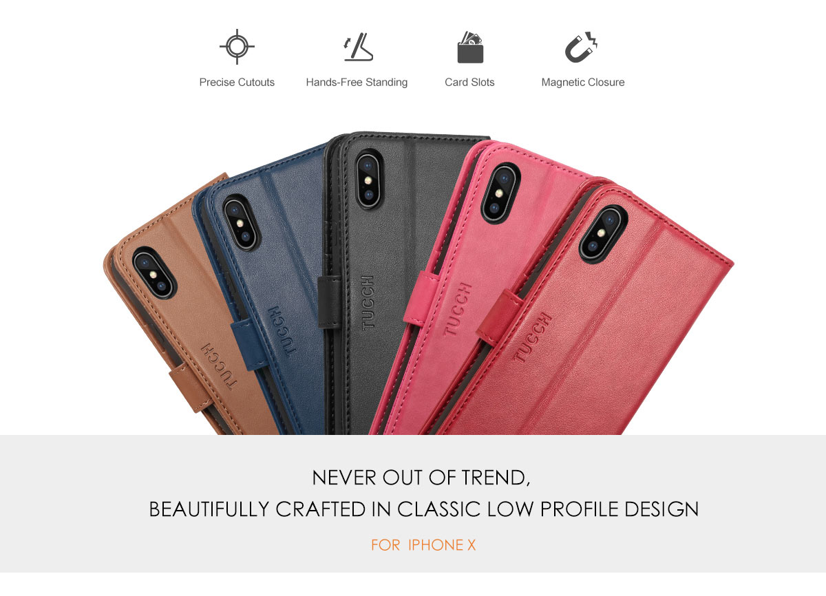 TUCCH iPhone X PU Leather Case