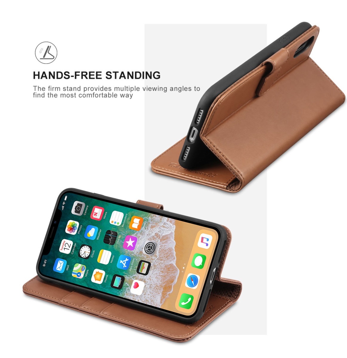 TUCCH iPhone X PU Leather Wallet Case