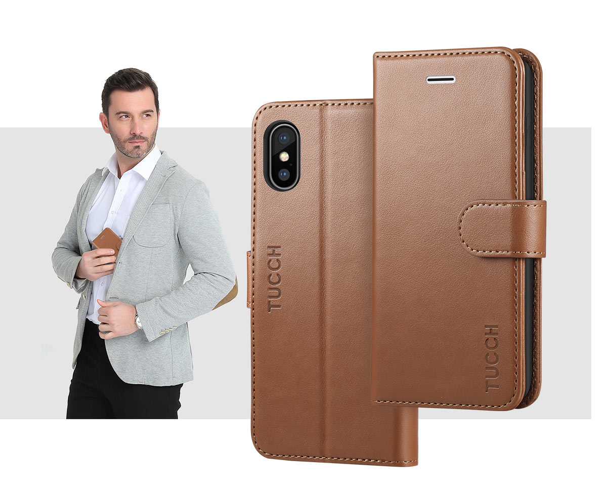TUCCH iPhone X PU Leather Wallet Case