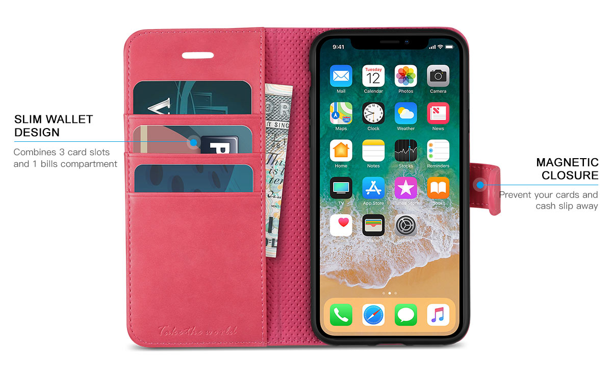 TUCCH iPhone X PU Leather Case