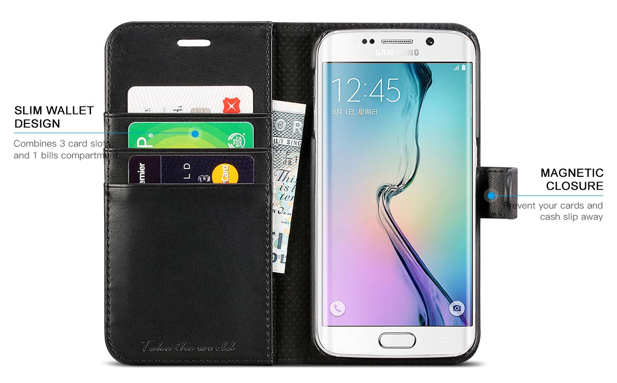 TUCCH Galaxy S6 Edge Leather Wallet Case