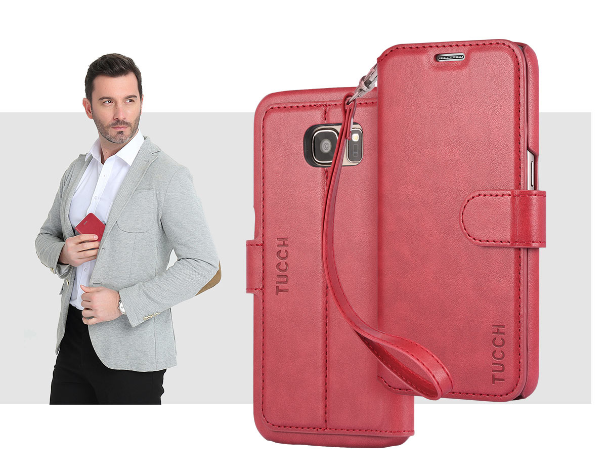 TUCCH Galaxy S7 Flip Folio PU Leather Wallet Case