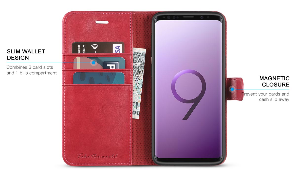 TUCCH Samsung S9 Plus  Leather Case with Kickstand and Magnetic Closure 